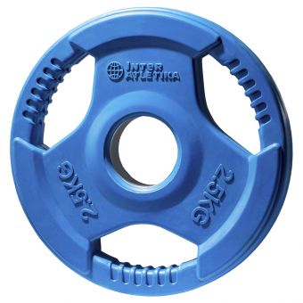 Диск обрезиненный, цветной, с ручками InterAtletika LCAH044-M 2,5 кг