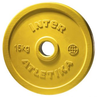 Диск обрезиненный цветной InterAtletika LCA033-M 15 кг